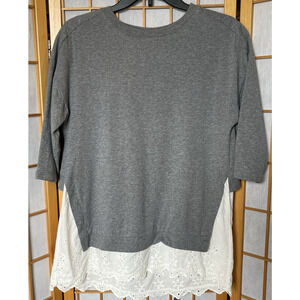 Matilda Jane "In the Clouds" Gray & White Layered Top Tie Back Eyelet XS